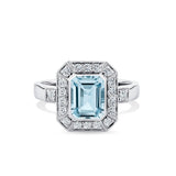 Bluebird™ Aquamarine & 0.33ct TW Diamond Ring in 9ct White Gold