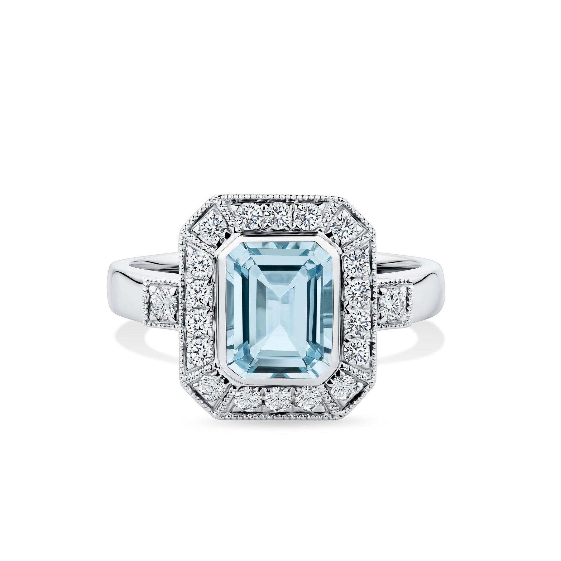 Bluebird™ Aquamarine & 0.33ct TW Diamond Ring in 9ct White Gold - Wallace Bishop