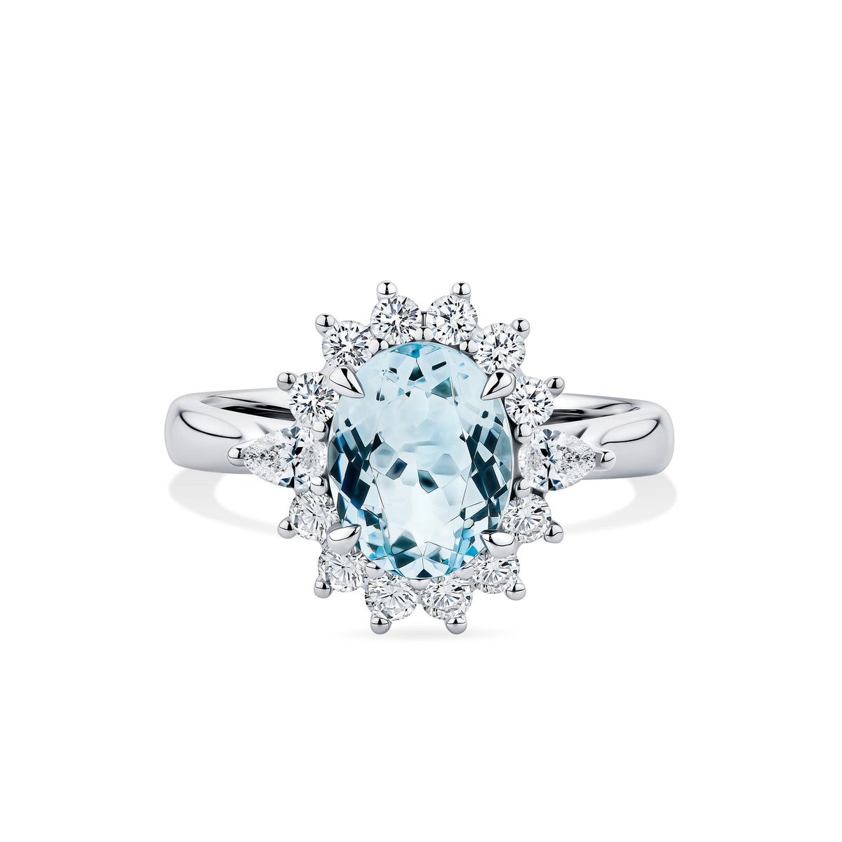 Bluebird™ Aquamarine & 0.50ct TW Diamond Ring in 9ct White Gold - Wallace Bishop