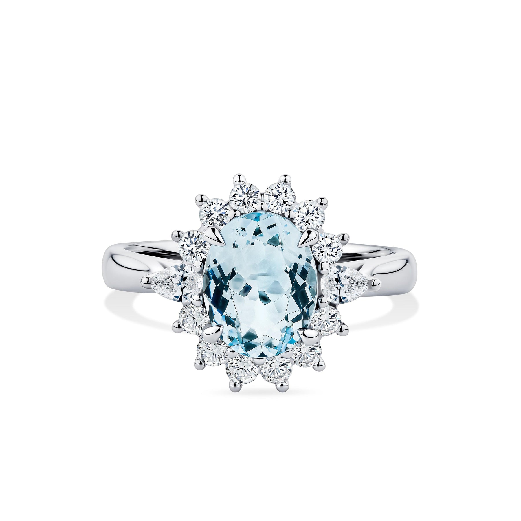 Bluebird™ Aquamarine & 0.50ct TW Diamond Ring in 9ct White Gold - Wallace Bishop