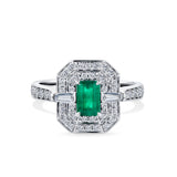 Bluebird™ Emerald & 0.50ct TW Diamond Ring in 9ct White Gold