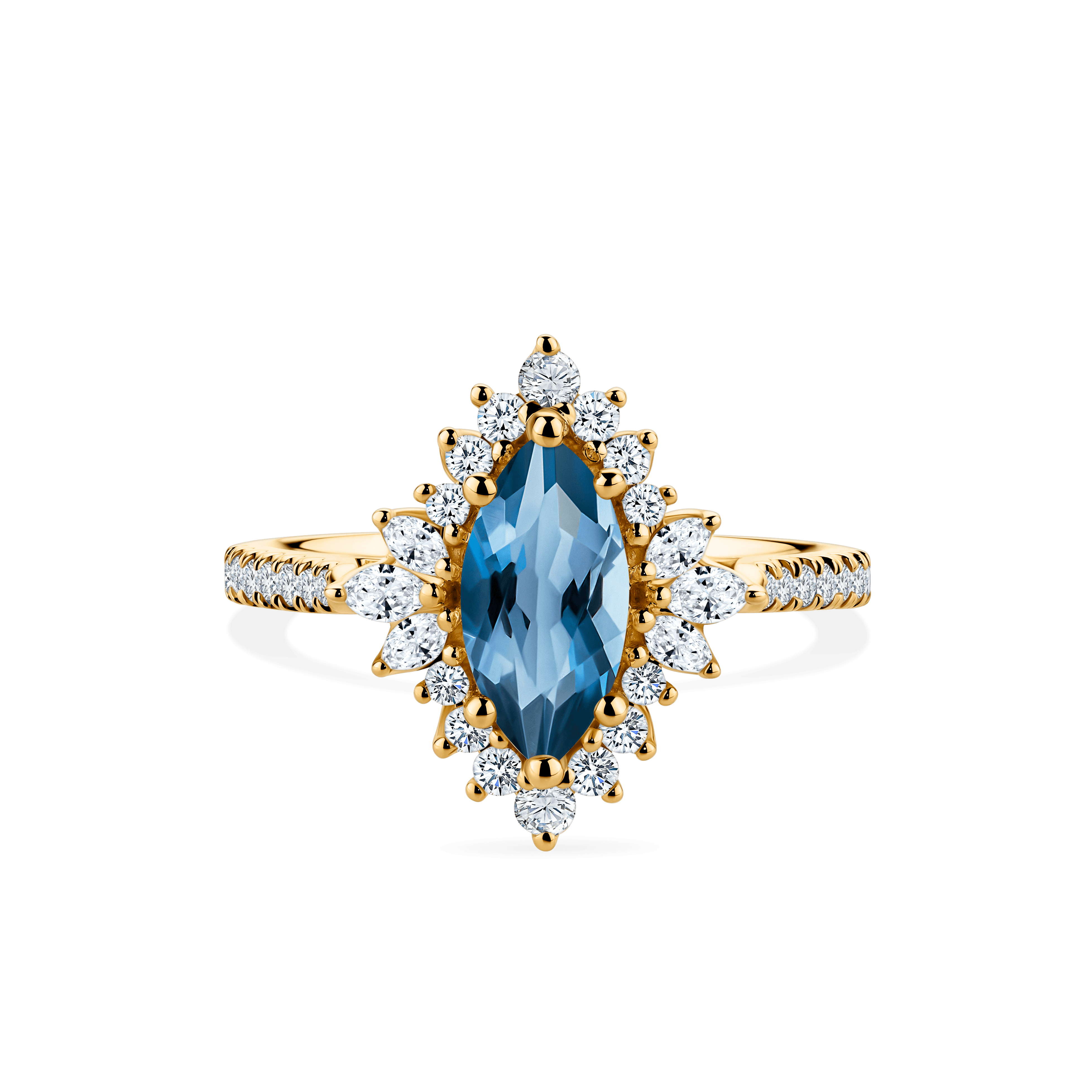 Bluebird™ London Blue Topaz & 0.33ct TW Diamond Ring in 9ct Yellow Gold