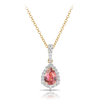 Bluebird™ Pink Tourmaline & 0.20ct TW Diamond Halo Pendant in 9ct Yellow Gold