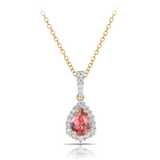 Bluebird™ Pink Tourmaline & 0.20ct TW Diamond Halo Pendant in 9ct Yellow Gold