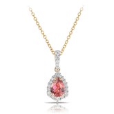 Bluebird™ Pink Tourmaline & 0.20ct TW Diamond Halo Pendant in 9ct Yellow Gold - Wallace Bishop