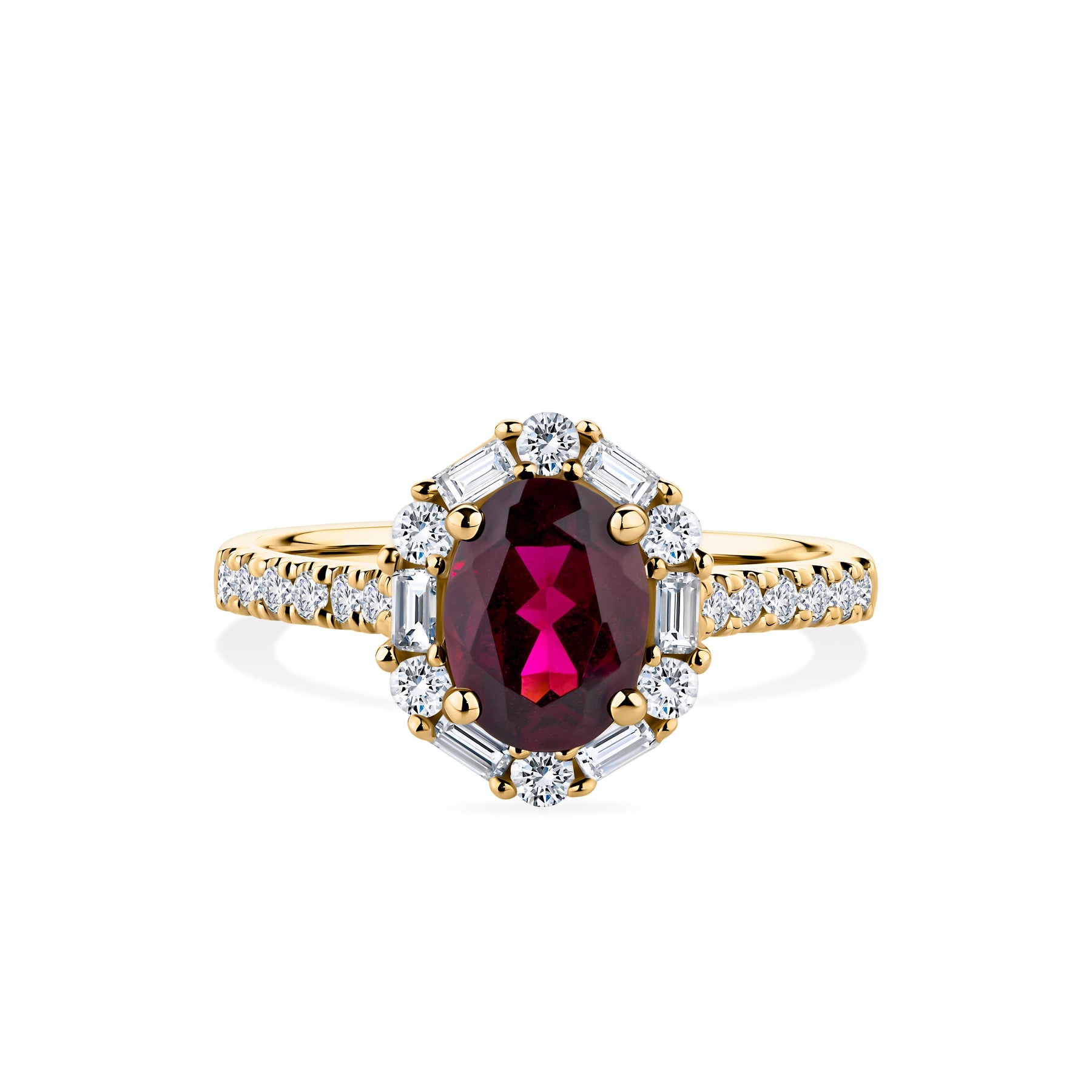 Bluebird™ Rhodilite Garnet & 0.50ct TW Diamond Ring in 9ct Yellow Gold - Wallace Bishop