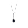 Bluebird™ Sapphire & 0.22ct Diamond Pear Halo Pendant with Chain in 9ct White Gold