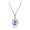 Bluebird™ Tanzanite & 0.22ct TW Diamond Halo Pendant in 9ct Yellow & White Gold