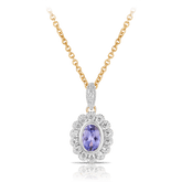 Bluebird™ Tanzanite & 0.22ct TW Diamond Halo Pendant in 9ct Yellow & White Gold - Wallace Bishop