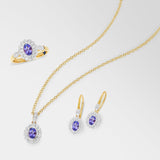 Bluebird™ Tanzanite & 0.22ct TW Diamond Halo Pendant in 9ct Yellow & White Gold
