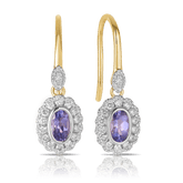 Bluebird™ Tanzanite & 0.27ct TW Diamond Halo Drop Earrings in 9ct Yellow & White Gold - Wallace Bishop