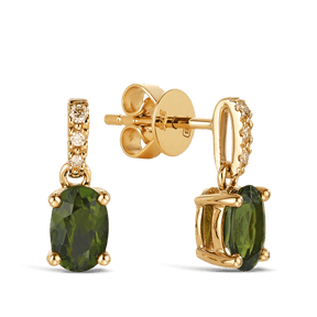 Bluebird™ Tourmaline & Diamond Drop Earrings in 9ct Yellow Gold - Wallace Bishop