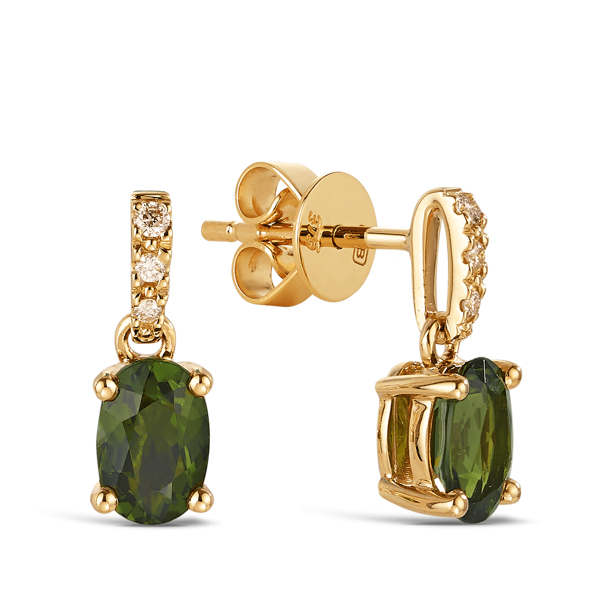 Bluebird™ Tourmaline & Diamond Drop Earrings in 9ct Yellow Gold - Wallace Bishop