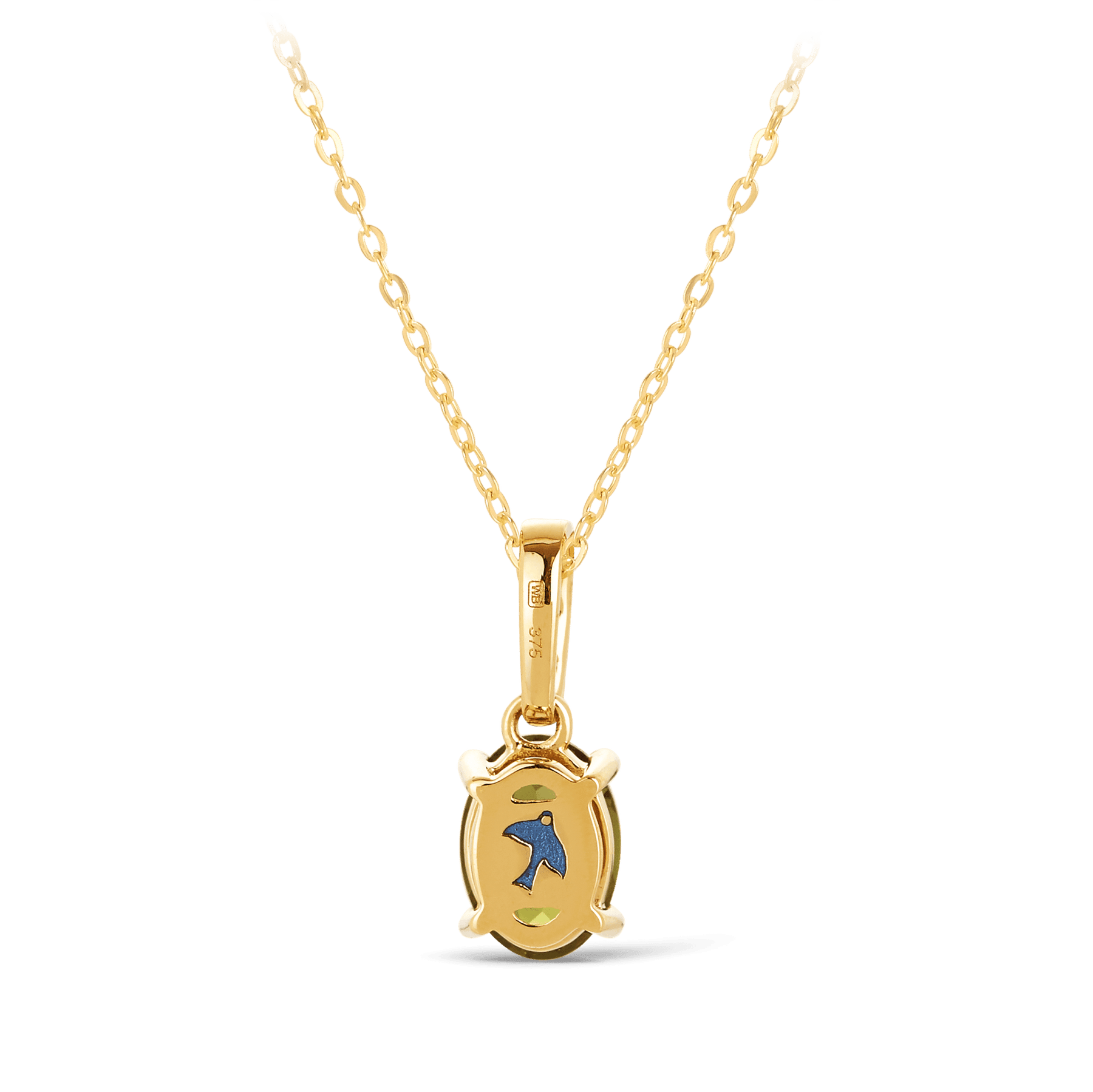 Bluebird of Happiness Tourmaline Diamonds Pendant with Chain in 9ct Yellow Gold