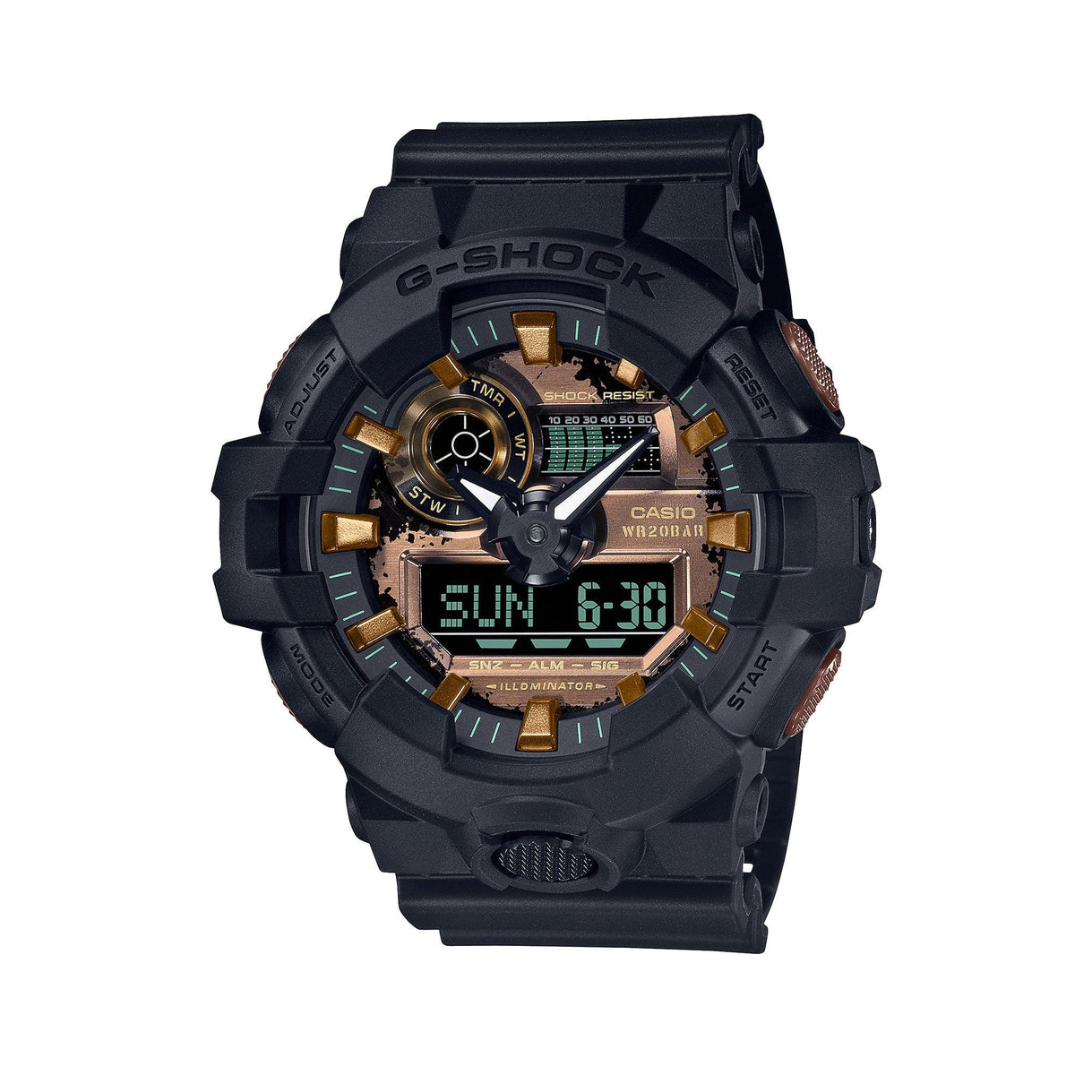 Casio Analogue-Digital Black & Rust Series Watch GA-700RC-1A - Wallace Bishop