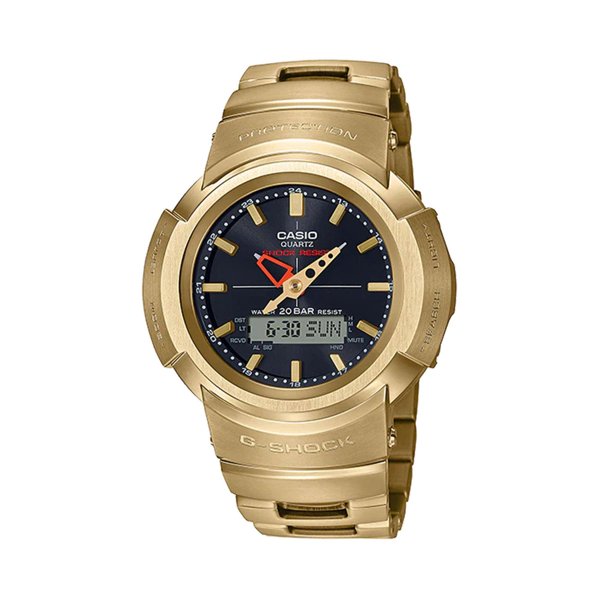 Casio G-Shock Men's 44.50mm Gold PVD Analogue Digital Watch AWM500GD-9A - Wallace Bishop