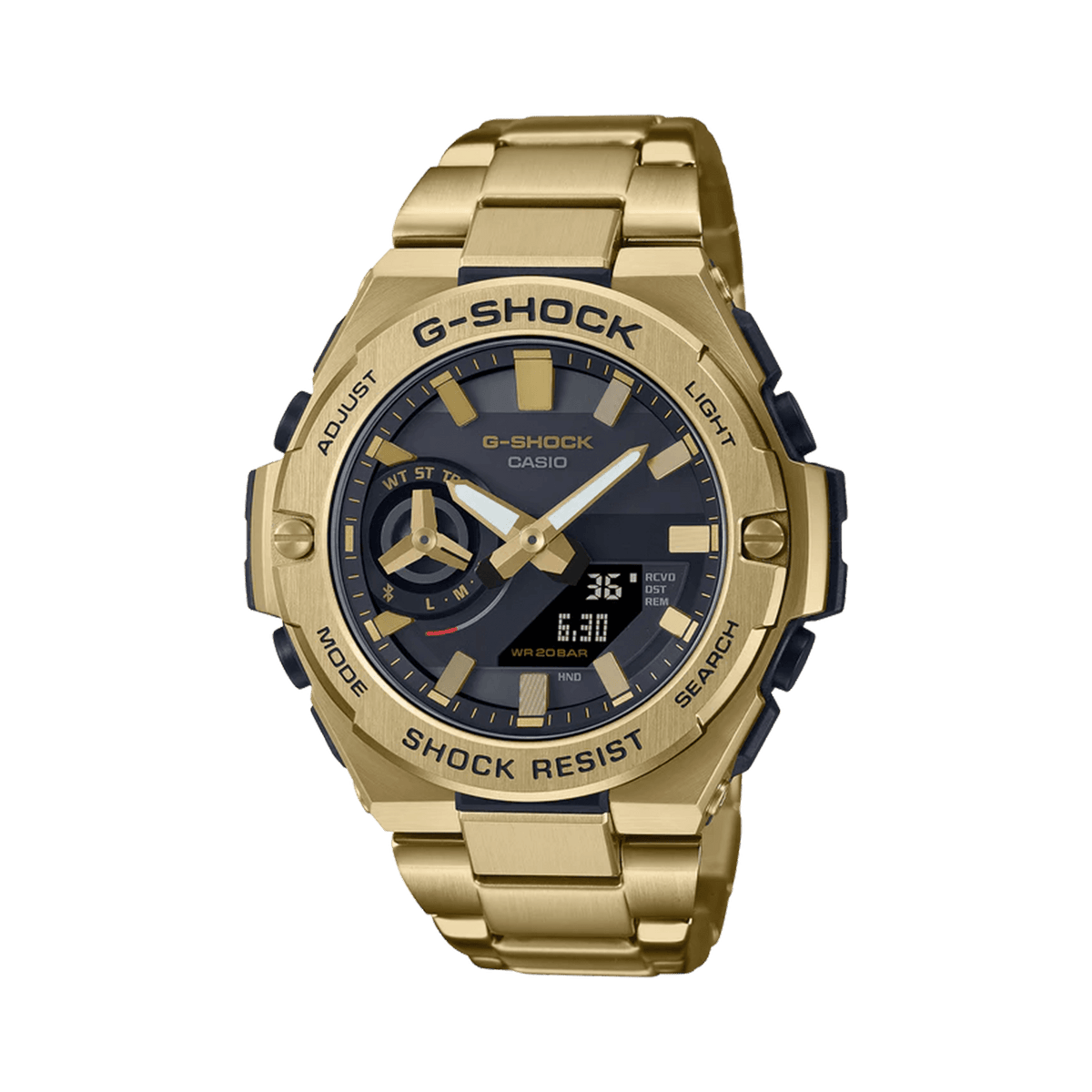 Casio G SHOCK Men s 46mm Gold PVD Analogue Digital Watch GSTB500GD 9A
