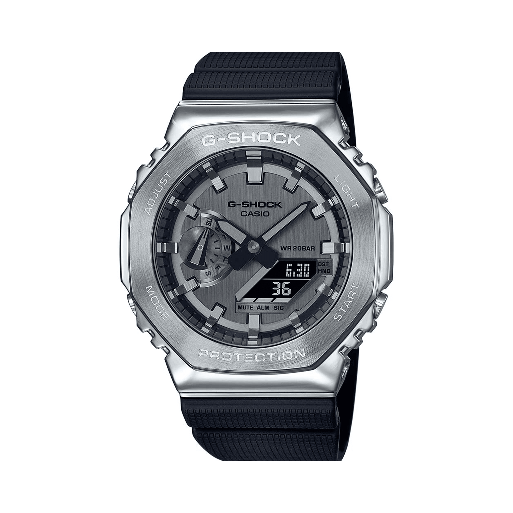 Casio G-Shock Men's Stainless Steel Analogue Digital Watch GM2100-1A - Wallace Bishop