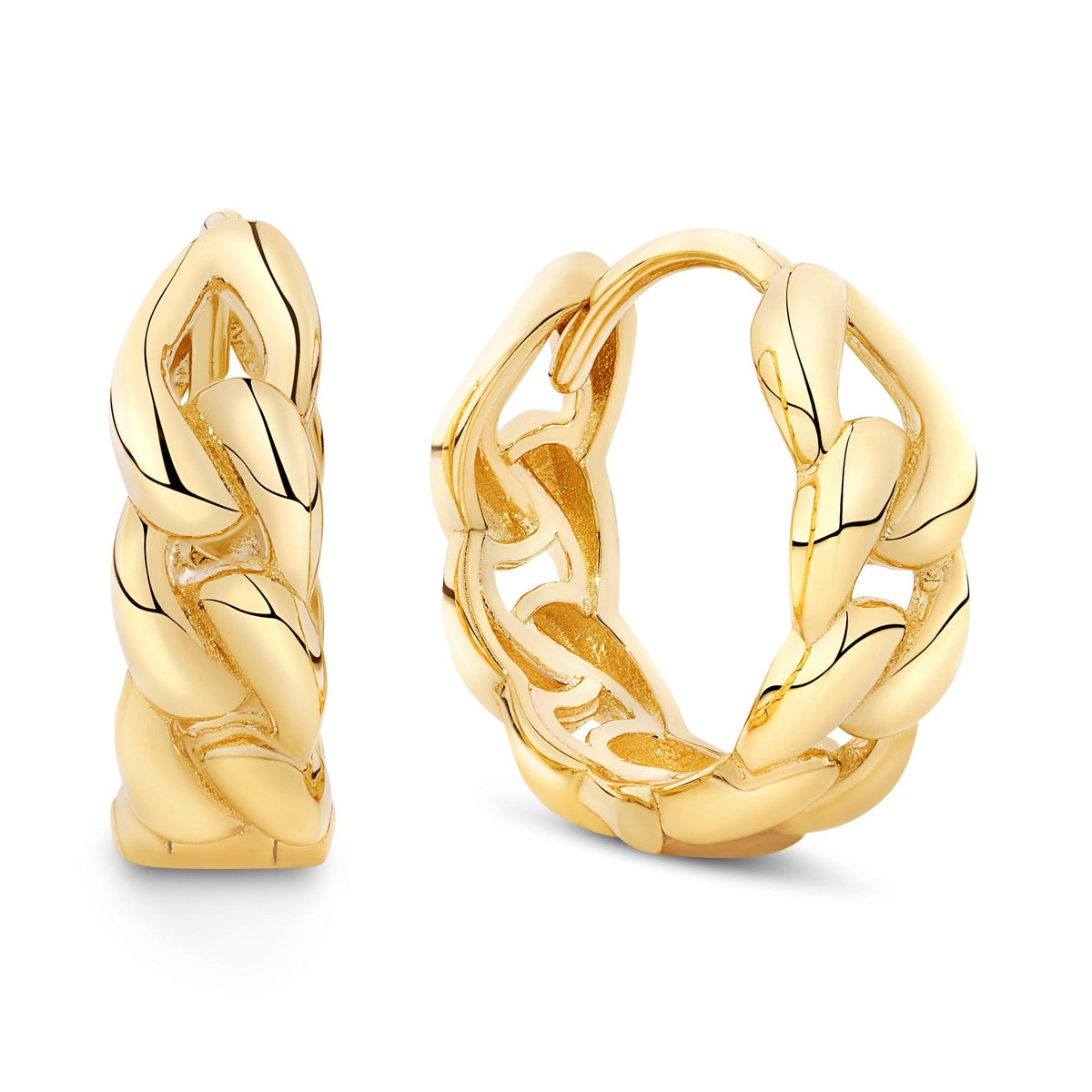 Chain Detail Huggie Earrings in 9ct Yellow Gold - Wallace Bishop