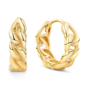 Chain Detail Huggie Earrings in 9ct Yellow Gold - Wallace Bishop