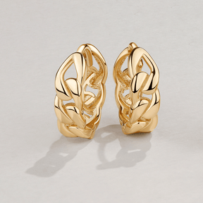 Chain Detail Huggie Earrings in 9ct Yellow Gold - Wallace Bishop