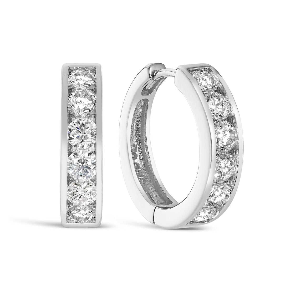 Channel Set Cubic Zirconia Huggie Earrings in Sterling Silver - Wallace Bishop