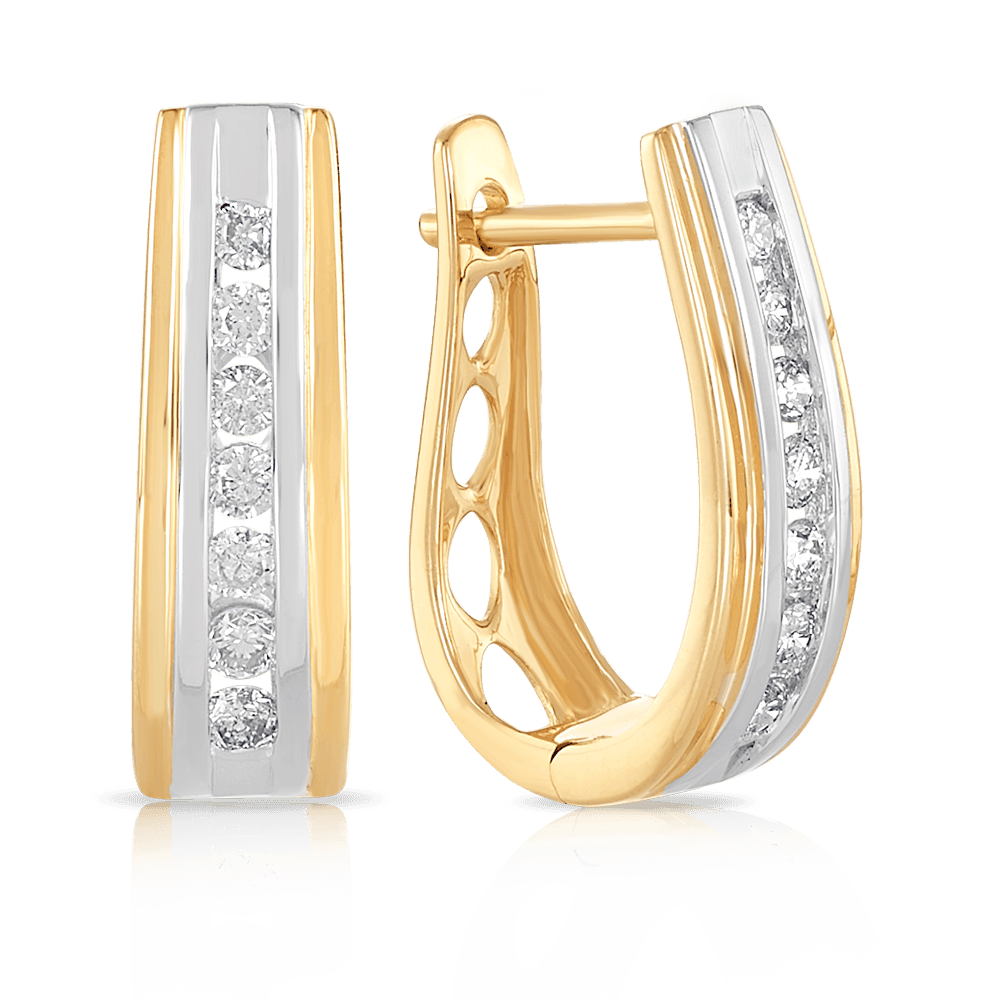 Channel Set Diamond Hoop Earrings in 9ct Yellow Gold