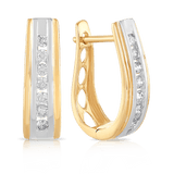 Channel Set Diamond Hoop Earrings in 9ct Yellow Gold