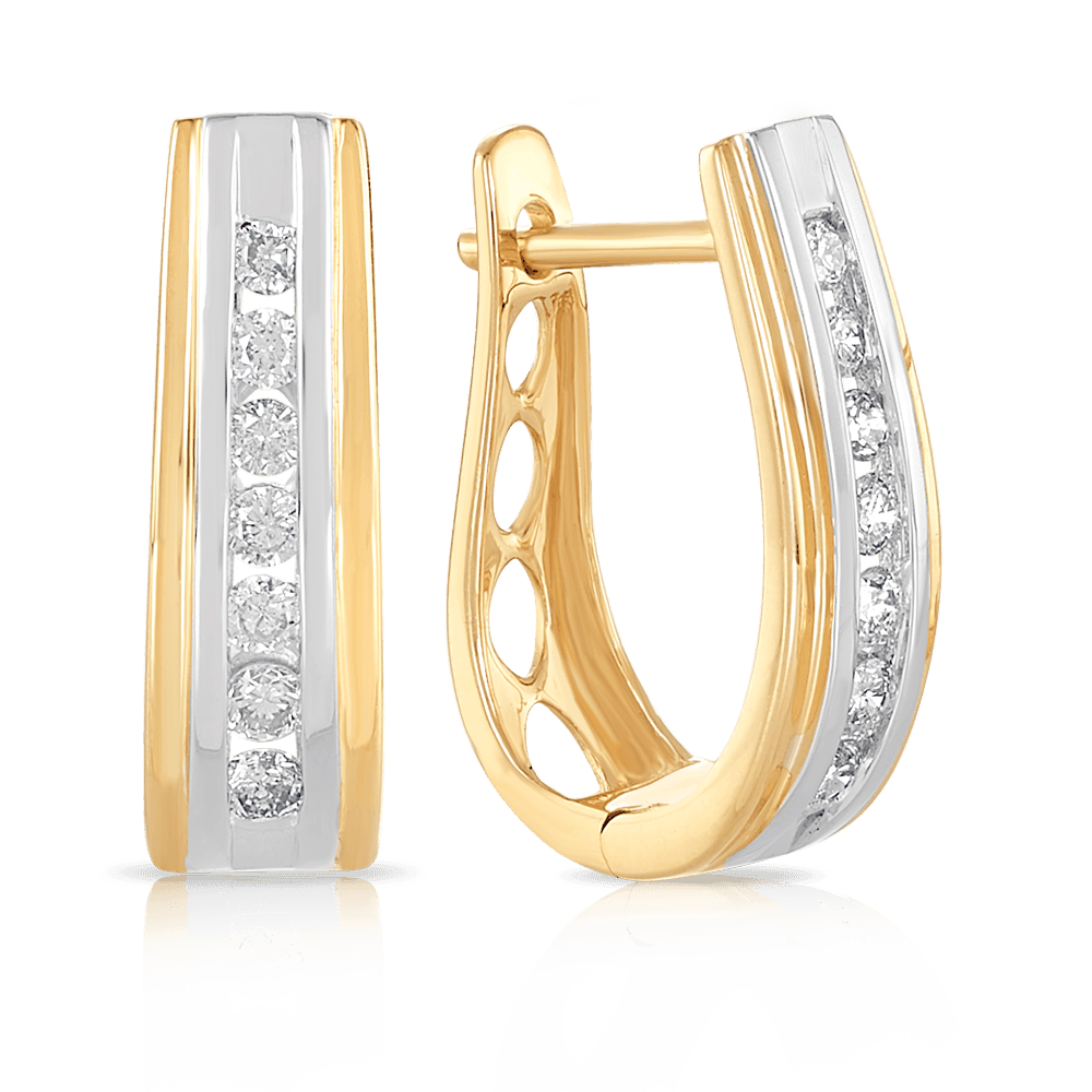 Channel Set Diamond Hoop Earrings in 9ct Yellow Gold - Wallace Bishop