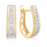 Channel Set Diamond Hoop Earrings in 9ct Yellow Gold - Wallace Bishop