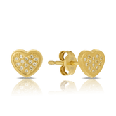 Children's 9ct Yellow Gold Pave Heart Earrings - Wallace Bishop