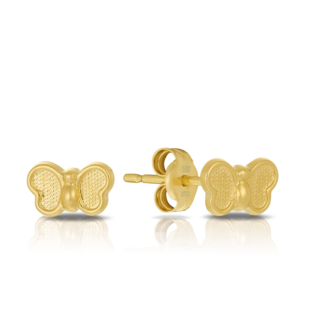 Children's Butterfly Stud Earrings in 9ct Yellow Gold