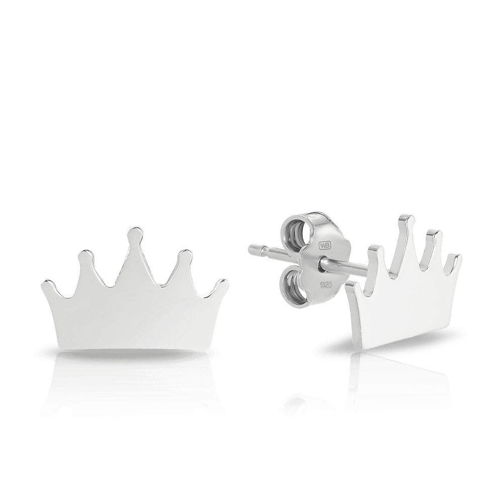 Children's Crown Stud Earrings in Sterling Silver - Wallace Bishop