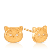 Children's Cubic Zirconia Cat Stud Earrings in 9ct Yellow Gold - Wallace Bishop
