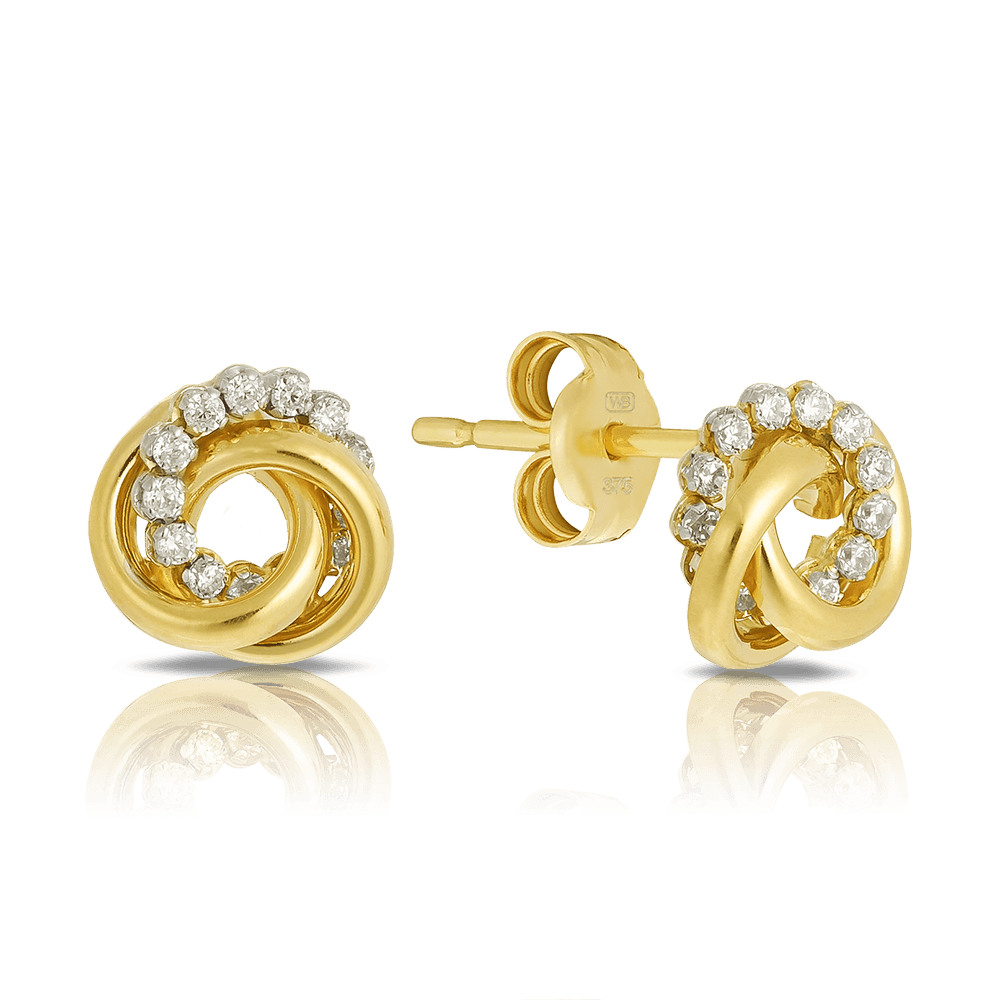 Children's Cubic Zirconia Swirl Stud Earrings in 9ct Yellow Gold