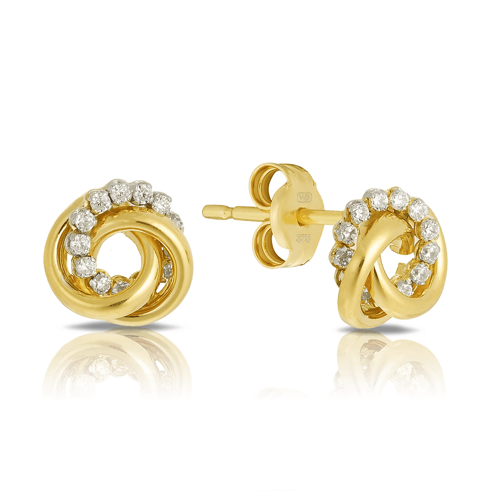 Children's Cubic Zirconia Swirl Stud Earrings in 9ct Yellow Gold - Wallace Bishop