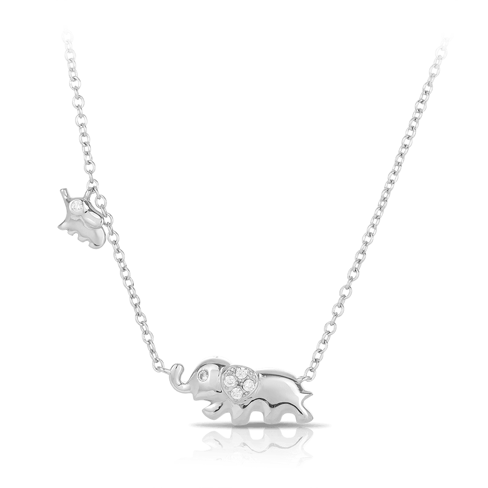 Children's Elephant Cubic Zirconia Necklace in Sterling Silver