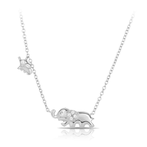 Children's Elephant Cubic Zirconia Necklace in Sterling Silver - Wallace Bishop