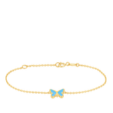 Children's Enamel Blue Butterfly Bracelet in 9ct Yellow Gold - Wallace Bishop