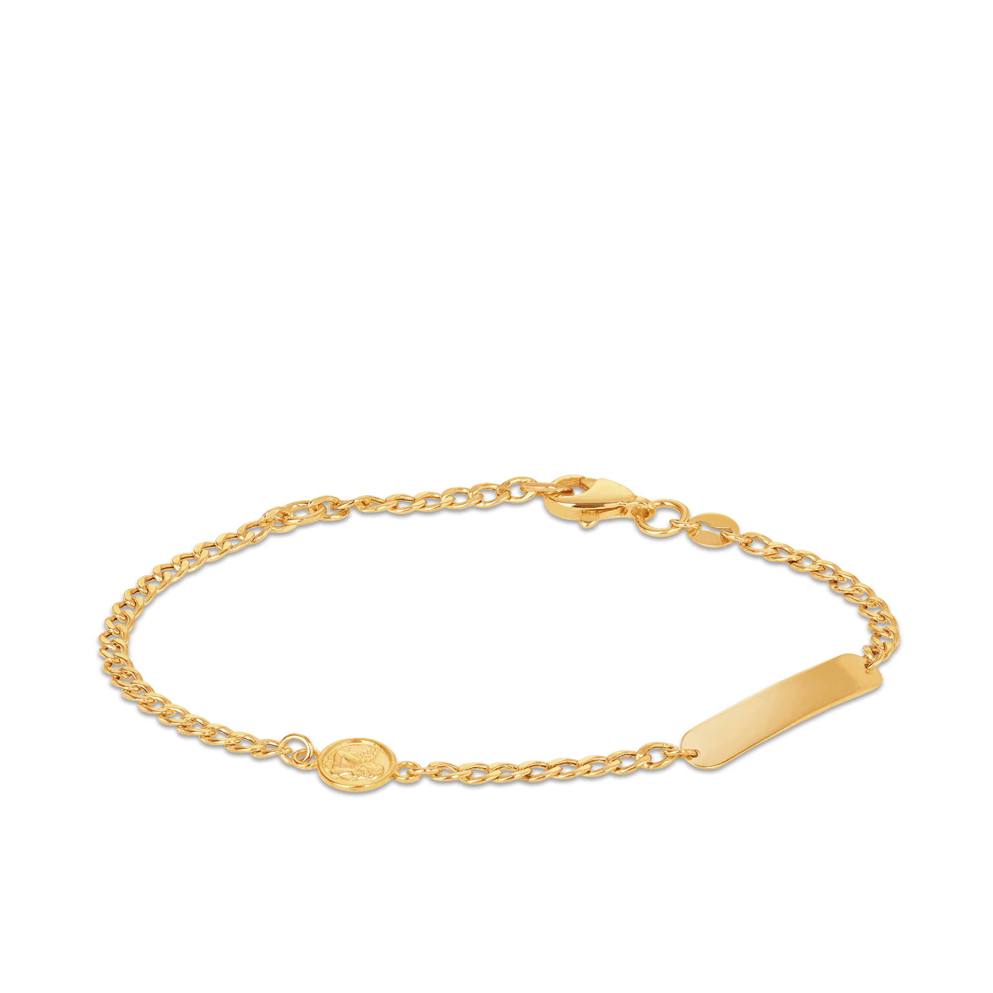 Children's Engraveable ID Guardian Angel Polished Bangle in 9ct Yellow Gold