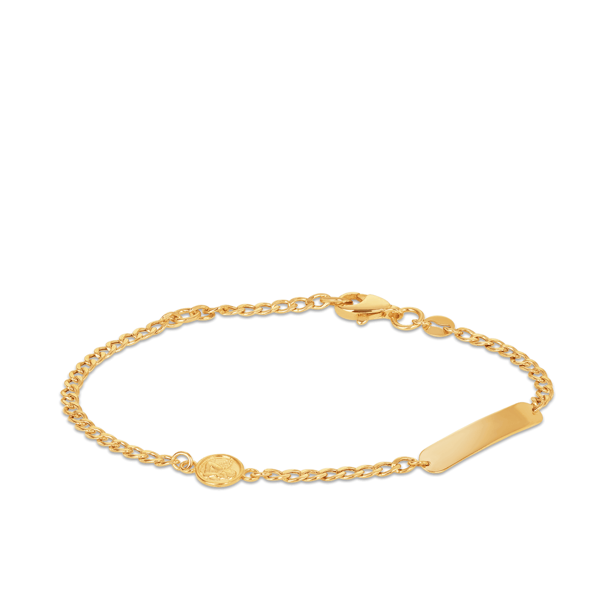 Children's Engraveable ID Guardian Angel Polished Bangle in 9ct Yellow Gold - Wallace Bishop