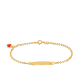 Children's Engravebale ID & Heart Belcher Bangle in 9ct Yellow Gold