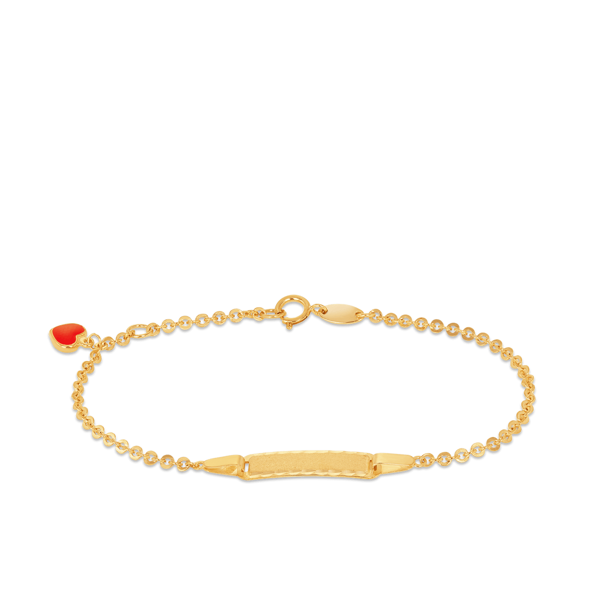 Children's Engravebale ID & Heart Belcher Bangle in 9ct Yellow Gold - Wallace Bishop