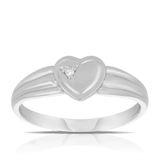 Children's Heart Diamond Ring in Sterling Silver