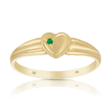 Children's Heart Emerald Ring in 9ct Yellow Gold