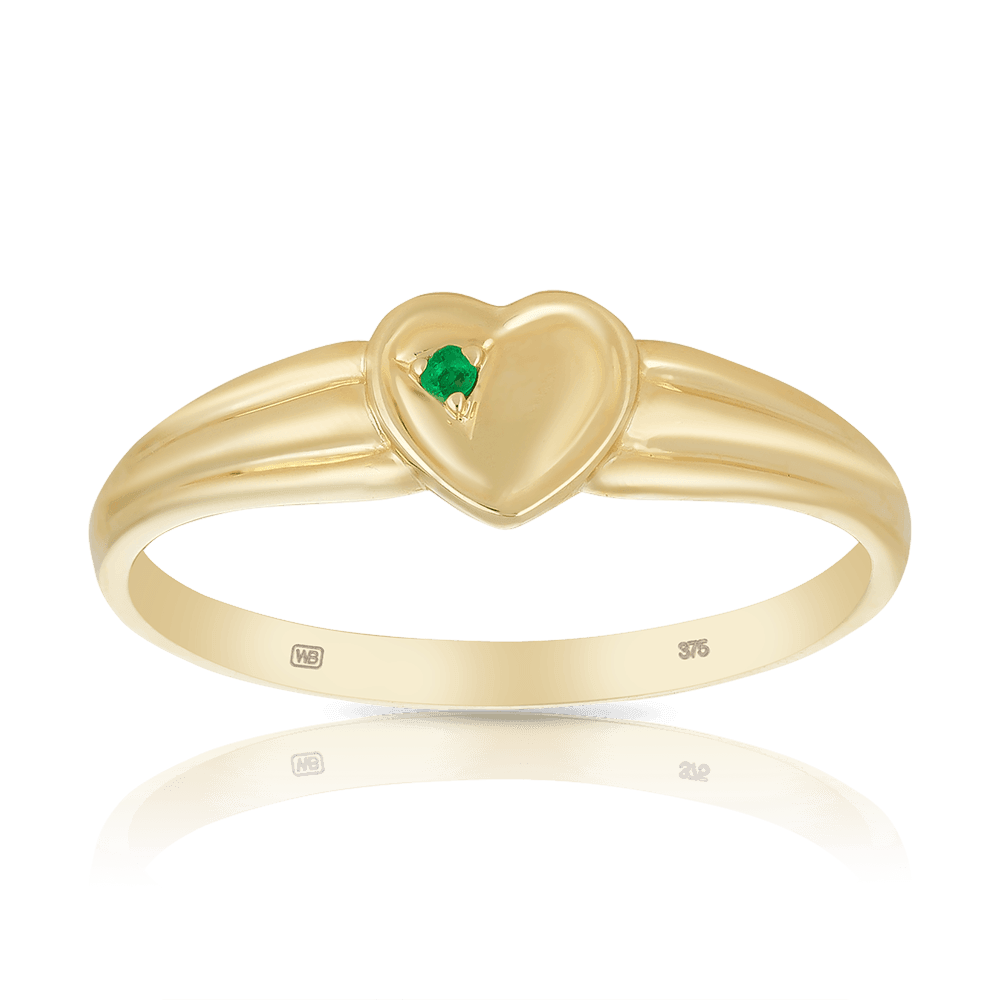 Children's Heart Emerald Ring in 9ct Yellow Gold - Wallace Bishop