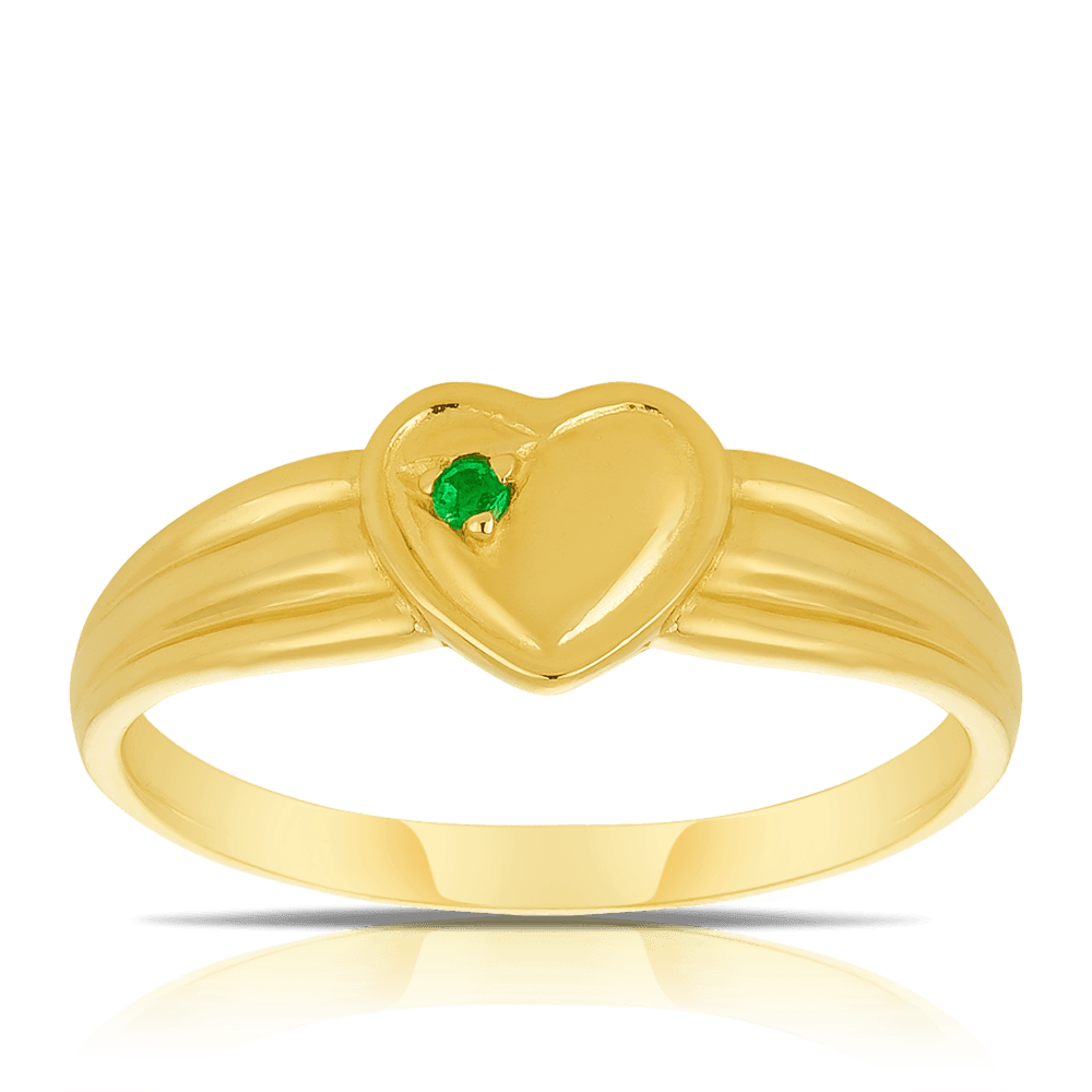 Children's Heart Emerald Ring in 9ct Yellow Gold