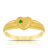 Children's Heart Emerald Ring in 9ct Yellow Gold