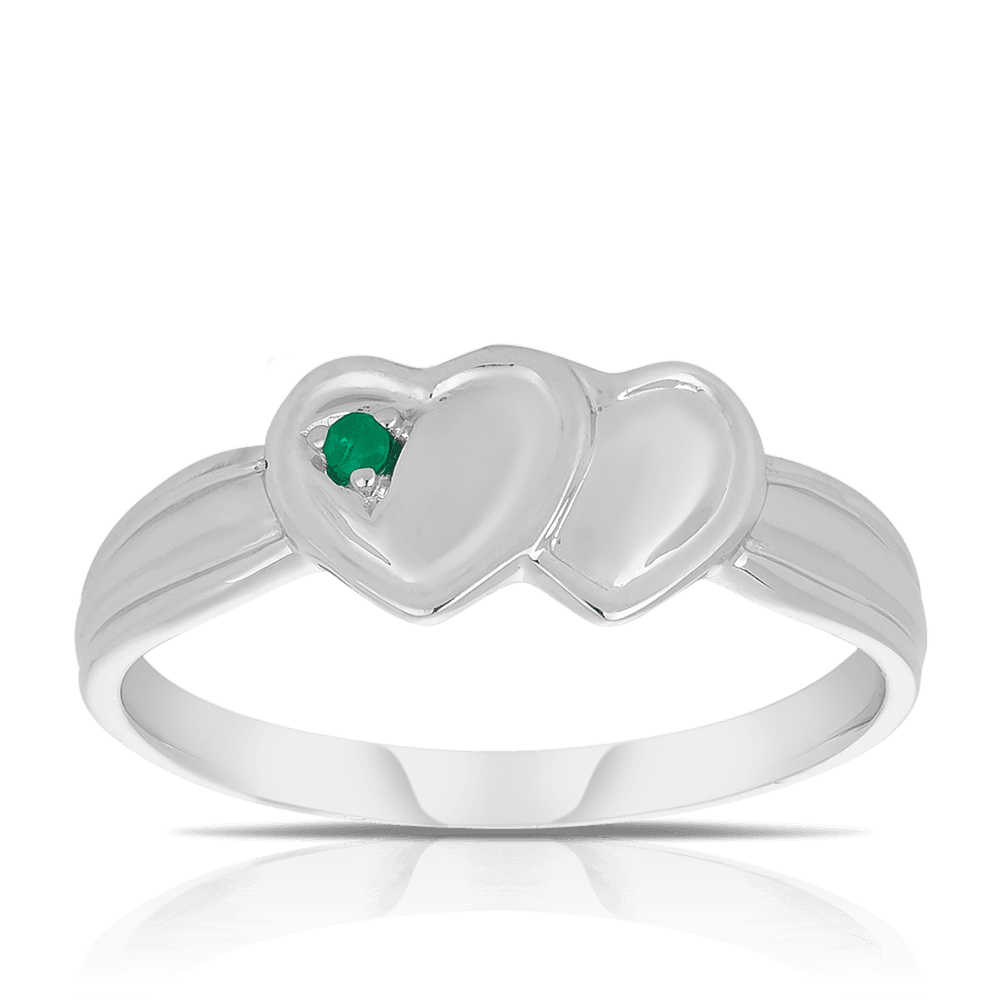 Children's Heart Emerald Ring in Sterling Silver - Wallace Bishop