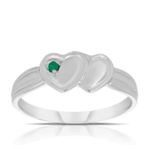 Children's Heart Emerald Ring in Sterling Silver - Wallace Bishop